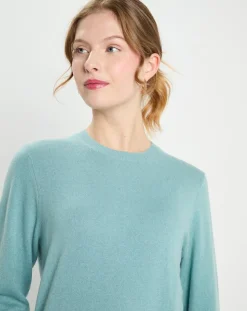 Pull 100% Cachemire Zabri col rond bleu/vert