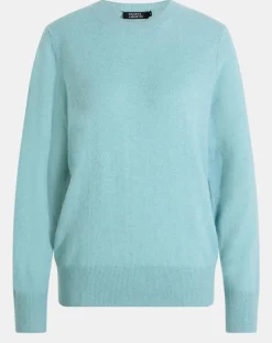 Pull 100% Cachemire Zabri col rond bleu/vert