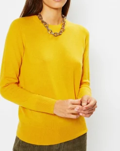 Pull 100% Cachemire Zabri col rond jaune
