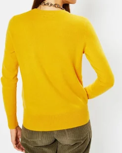Pull 100% Cachemire Zabri col rond jaune