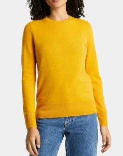 Pull 100% Cachemire Zabri col rond jaune