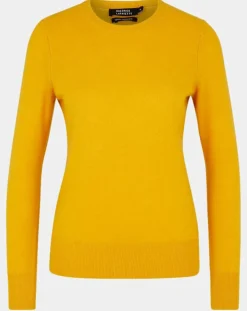 Pull 100% Cachemire Zabri col rond jaune
