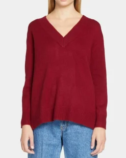 Pull 100% Cachemire Zoé col V profond rouge foncé