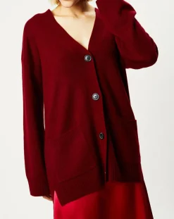 Pull 100% Cachemire Zoé col V profond rouge foncé