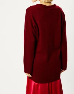 Pull 100% Cachemire Zoé col V profond rouge foncé