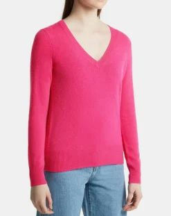 Pull 100% Cachemire Zocon col V rose
