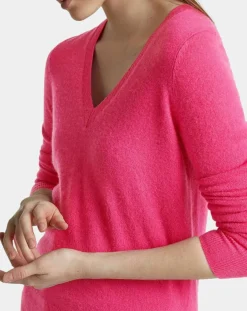 Pull 100% Cachemire Zocon col V rose