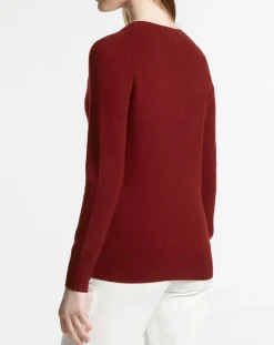 Pull 100% Cachemire Zocon col V rouge foncé