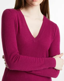 Pull 100% Cachemire Zocon col V violet