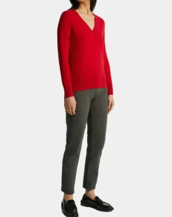 Pull 100% Cachemire Zocon col V rouge