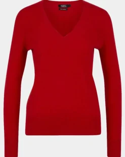 Pull 100% Cachemire Zocon col V rouge