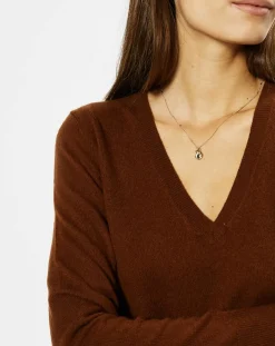 Pull 100% Cachemire Zocon col V marron