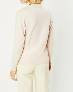 Pull 100% Cachemire Zocon col V beige rosé