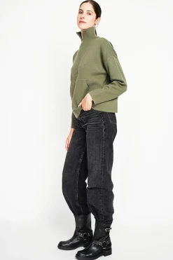 Pull à col montant kaki