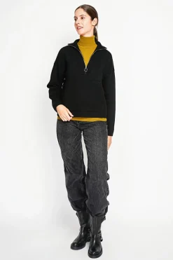 Pull à col montant noir