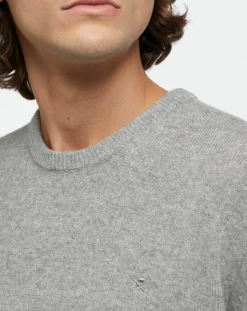 Pull 100% Laine d'agneau col rond gris moyen