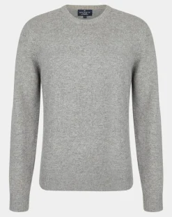 Pull 100% Laine d'agneau col rond gris moyen