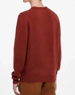 Pull 100% Laine d'agneau col rond orange moyen