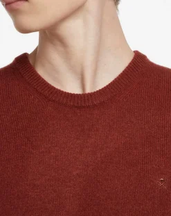 Pull 100% Laine d'agneau col rond orange moyen