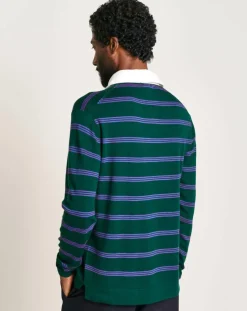 Pull 100% Laine Dapfil rayé vert/violet