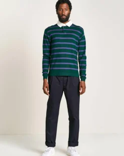 Pull 100% Laine Dapfil rayé vert/violet