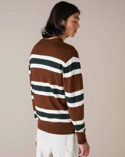 Pull 100% Laine Dillem à rayures marron