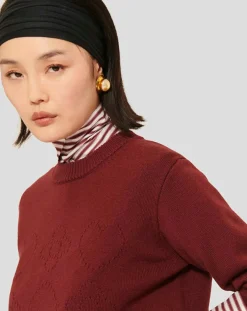 Pull 100% Laine Preppy bordeaux