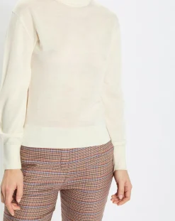 Pull 100% Laine vierge Col montant écru