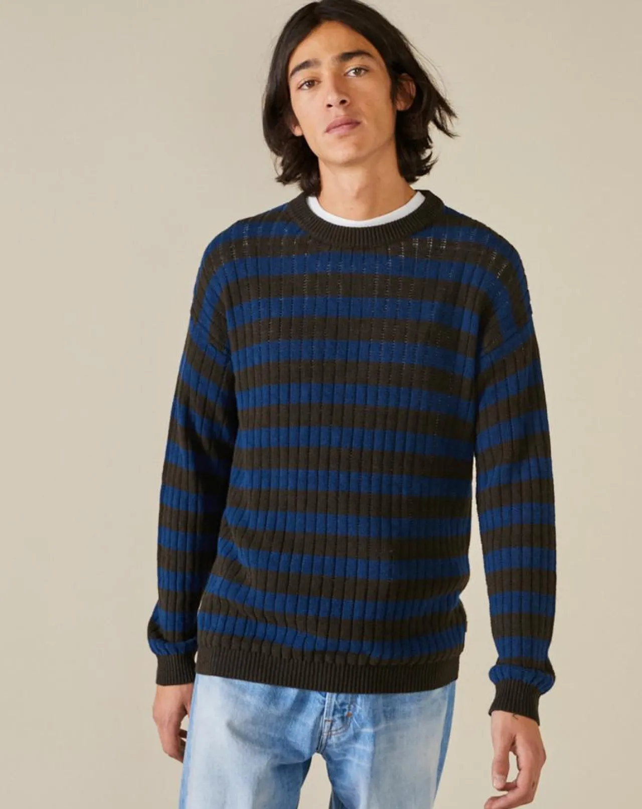 Pull 100% Lin Nect rayé bleu