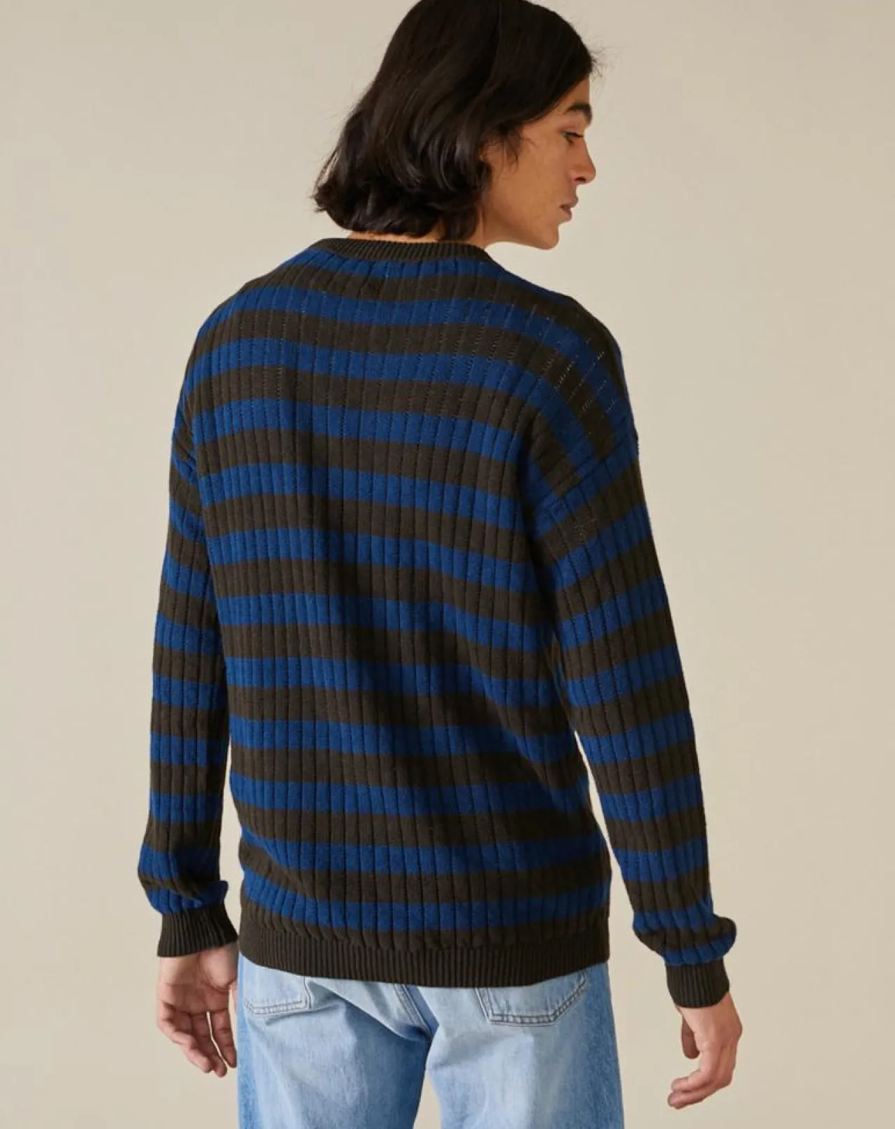 Pull 100% Lin Nect rayé bleu