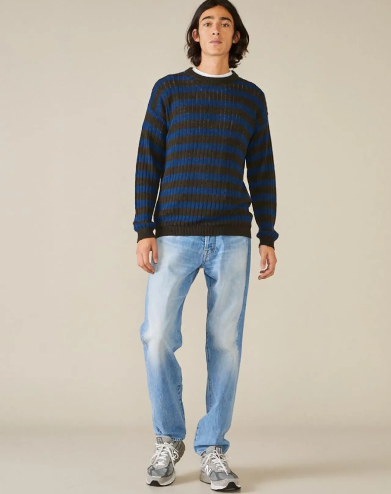 Pull 100% Lin Nect rayé bleu