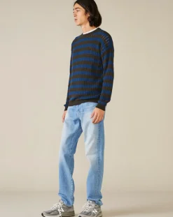 Pull 100% Lin Nect rayé bleu