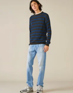 Pull 100% Lin Nect rayé bleu