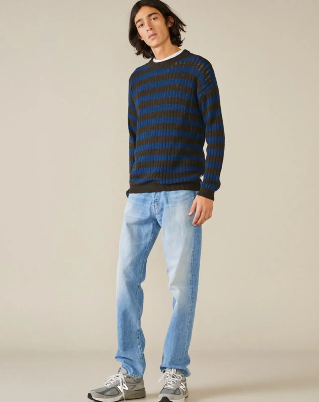 Pull 100% Lin Nect rayé bleu