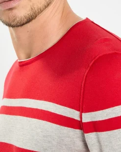 Pull à rayures rouge/gris