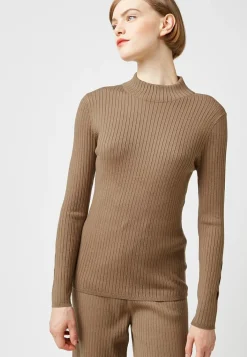 Pull, Abelle col montant ouvertures marron camel