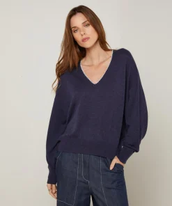 Pull Aimée en Laine mélangée bleu denim