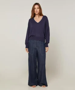 Pull Aimée en Laine mélangée bleu denim