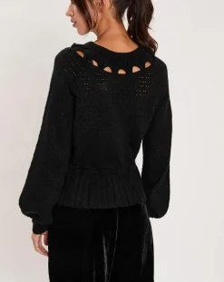 Pull ajouré Pointelle noir