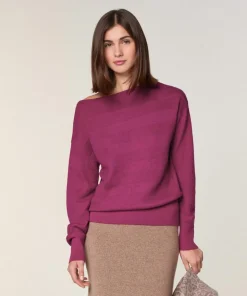 Pull Alanis 100% laine jacquard rose fuchsia