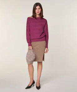 Pull Alanis 100% laine jacquard rose fuchsia