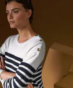 Pull Albane, mariniere, boutons rodier blanc