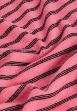 Pull Aliénor 100% Cachemire col rond, rayé orange corail