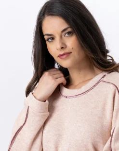 Pull Alpaga beige rose