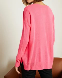 Pull ample 100% Cachemire Iris Col V rose fluo