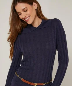 Pull Annabelle en Laine mélangée bleu denim