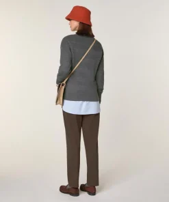 Pull Annouck 100% laine jacquard gris foncé