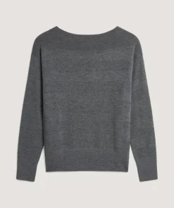 Pull Annouck 100% laine jacquard gris foncé
