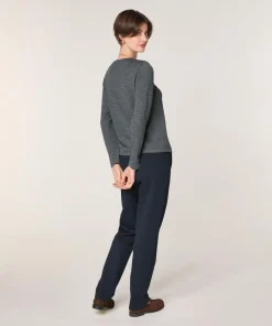 Pull Asuncion 100% laine col rond gris plomb