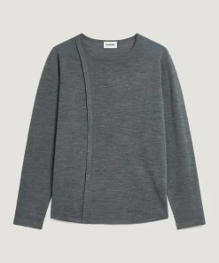 Pull Asuncion 100% laine col rond gris plomb